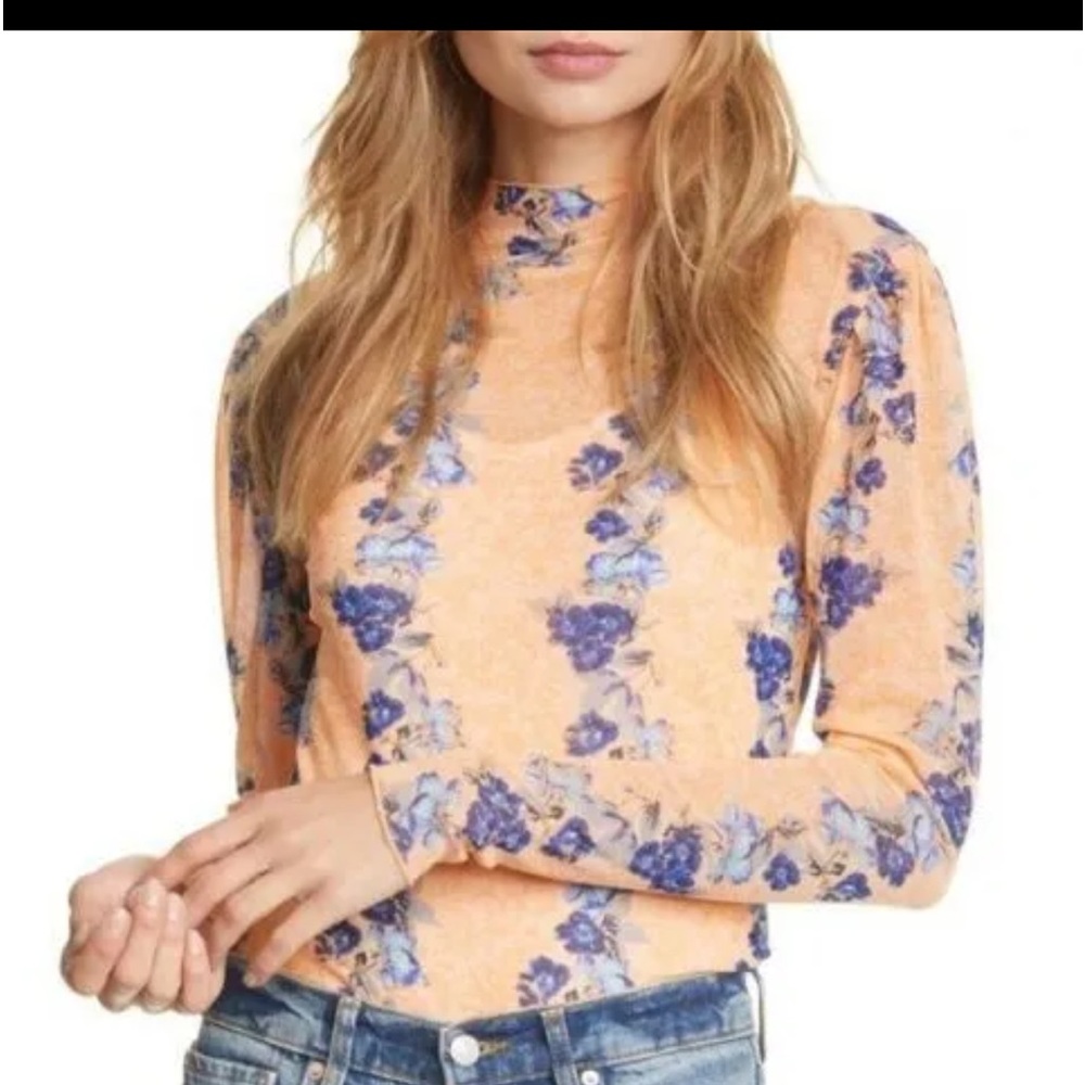 FREE PEOPLE Amber Floral-Print Sheer Top with tank 2 piece set